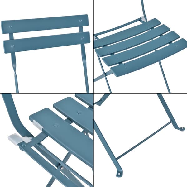 [en.casa] Bistroset Caprile-caféset-bord och 2 stolar-Ø bord: 60 cm-stål-turkos-hopfällbar