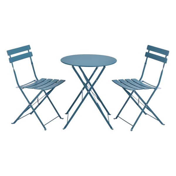 [en.casa] Bistroset Caprile-caféset-bord och 2 stolar-Ø bord: 60 cm-stål-turkos-hopfällbar