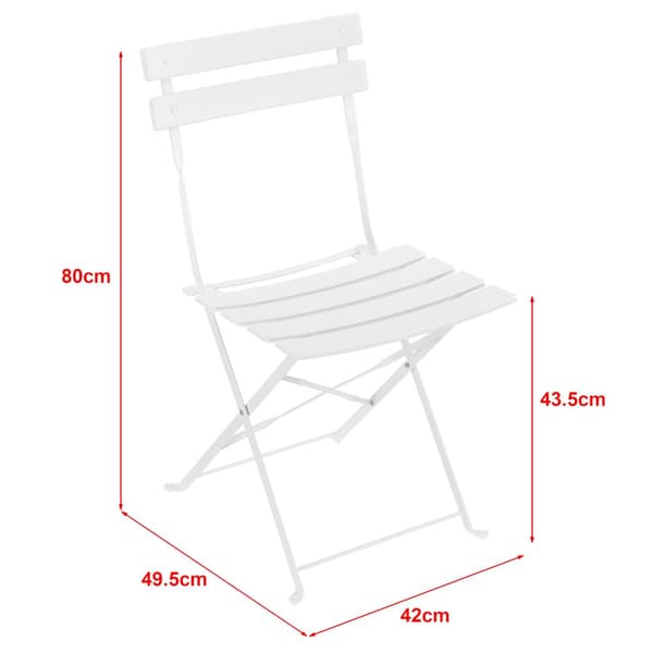 [en.casa] Bistroset Caprile-caféset-bord och 2 stolar-Ø bord: 60 cm-stål-vit-hopfällbar