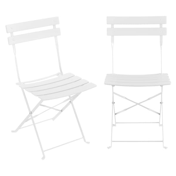 [en.casa] Bistroset Caprile-caféset-bord och 2 stolar-Ø bord: 60 cm-stål-vit-hopfällbar