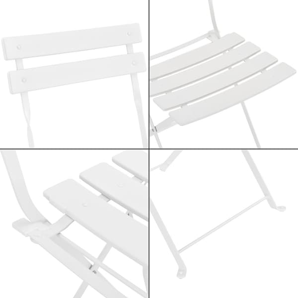 [en.casa] Bistroset Caprile-caféset-bord och 2 stolar-Ø bord: 60 cm-stål-vit-hopfällbar