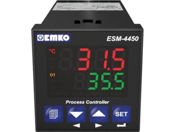 Emko ESM-4450.2.20.1.1.1/00.00/0.0.0.0.0 2-punkts, P, PI, PD, PID Temperaturregulator Pt100, J, K, R, S, T -200 till 1700 °C Relä 5 A (L x B x H) 117