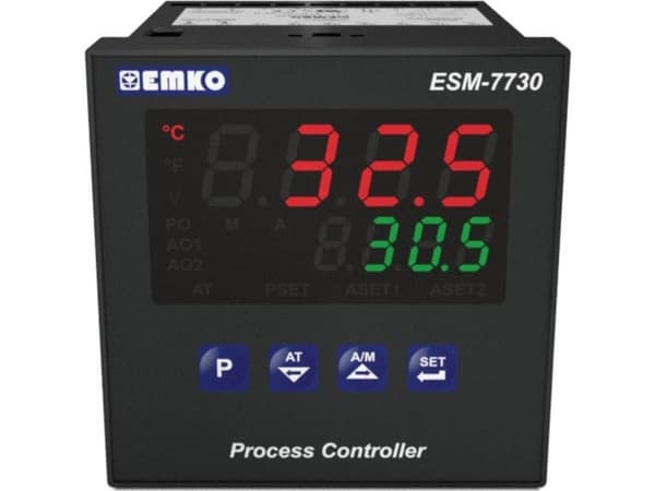 Emko ESM-7730.1.20.0.1/01.02/0.0.0.0.0 2-piste, P, PI, PD, PID Yleissäädin Pt100, L, J, K, R, S, T, B, E, N, C -200 - 1700 °C Rele 5 A, SSR (L x S x
