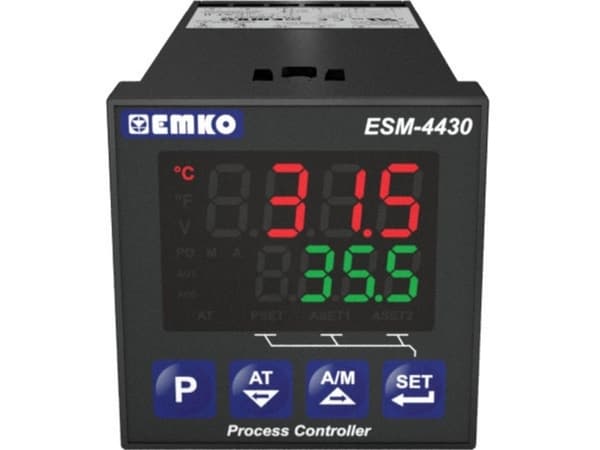 Emko ESM-4430.2.20.0.1/01.02/0.0.0.0.0 2-piste, P, PI, PD, PID Yleissäädin Pt100, L, J, K, R, S, T, B, E, N, C -200 - 1700 °C Rele 5 A, SSR (L x S x