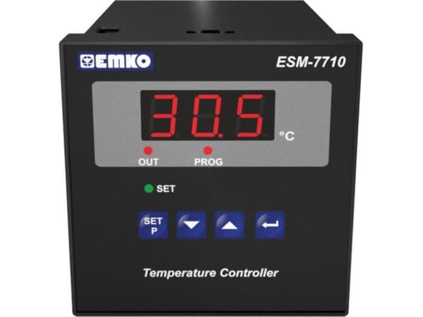 Emko ESM-7710.2.14.0.1/01.00/2.0.0.0.0 2-pisteohjaus Lämpötilan säädin Pt1000 -50 - 400 °C Rele 7 A (L x S x K) 95 x 72 x 72 mm