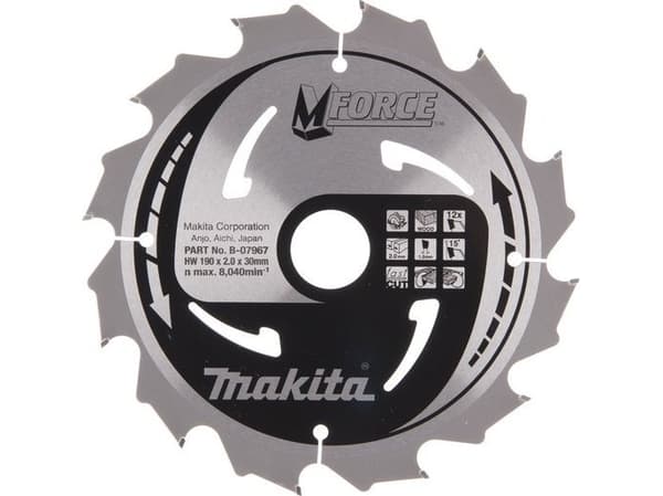Makita M-Force - Cirkelsågblad - för trä - 190 mm - 12 tänder - för Makita HS7601, HS7601J, HS7611, HS7611J