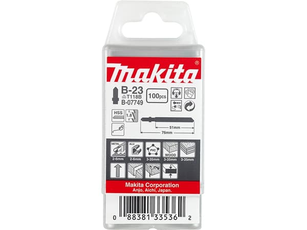 Makita B-07749, Figursågblad, Gjuten aluminium, Metall, Trä, Snabbstål (HSS), 5,1 cm, 1,8 mm, 100 styck