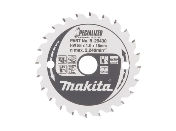 Makita B-29430 T.C.T. sahanterä 85X1X15mm 7° T24 SPECIALISED laminaatin leikkaamiseen (B-29430)