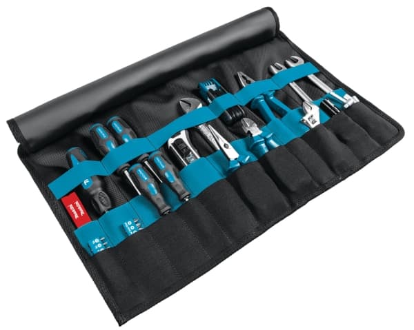 Makita E-15506 Sammenleggbar verktøykasse med separate rom for ulike verktøy, med bærehåndtak.