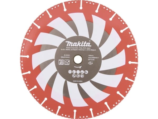 Makita B-55332, Timanttilaikka yhtenäisellä radalla, Kuiva-/märkäleikkuu, Lasi, Metalli, Muovi, 2,54 cm, 30 cm