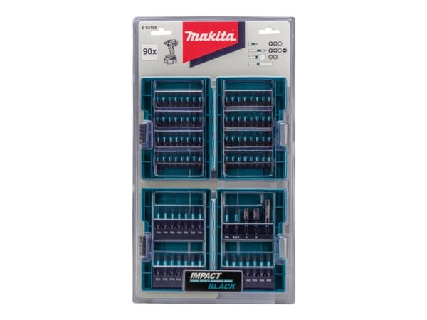 Makita Impact Black - Bitsats för slagskruvdragare - 90 delar - torx, phillips, pozidriv - längd: 50 mm, 25 mm
