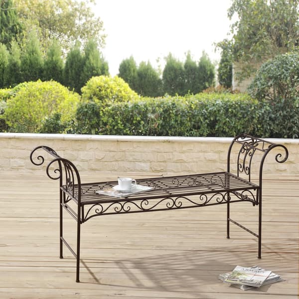 [en.casa] Trädgårdsbänk Cossila-70x147x46cm-metall-rostbrun-max.200kg