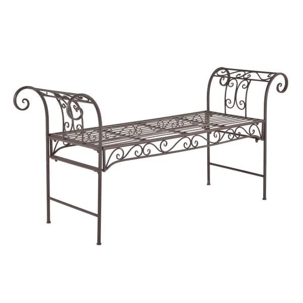 [en.casa] Trädgårdsbänk Cossila-70x147x46cm-metall-rostbrun-max.200kg