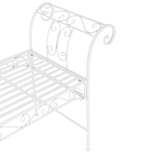 [en.casa] Trädgårdsbänk Cossila-70x147x46cm-metall-vit-max.200kg