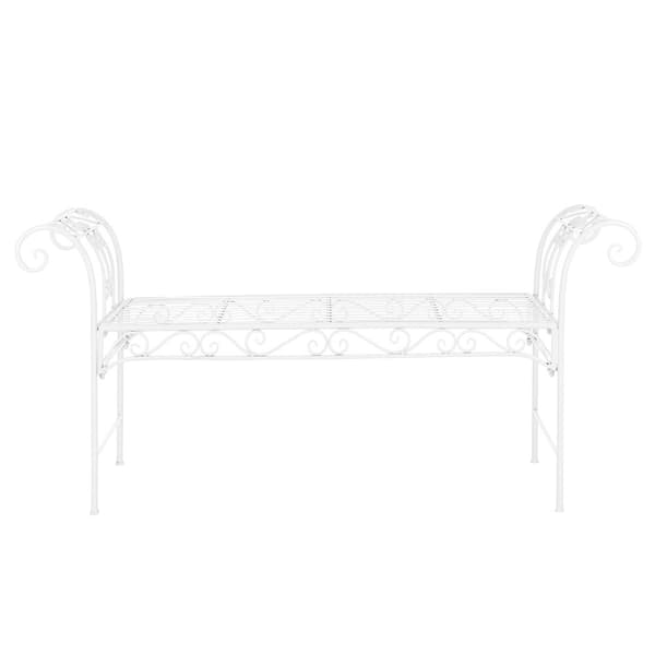 [en.casa] Trädgårdsbänk Cossila-70x147x46cm-metall-vit-max.200kg