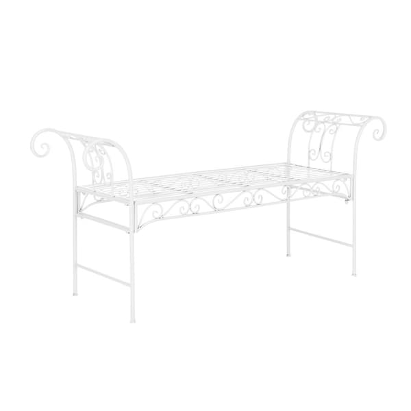 [en.casa] Trädgårdsbänk Cossila-70x147x46cm-metall-vit-max.200kg