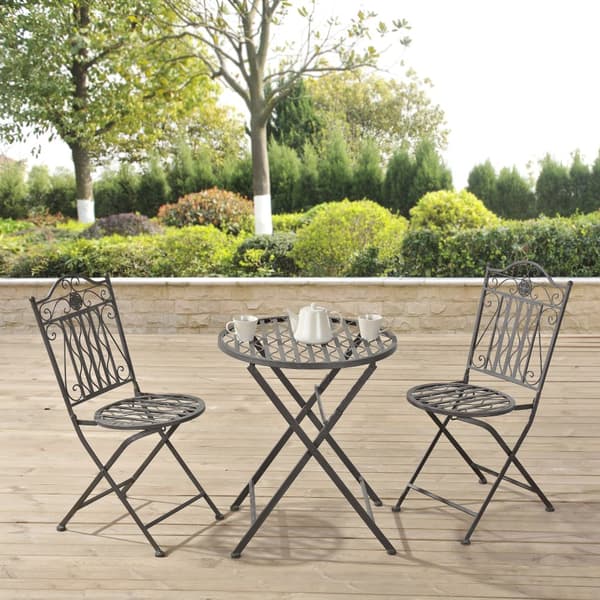 [en.casa] Bistroset Biella-caféset-bord och 2 stolar-Øbord: 60cm-metall-mörkgrön-hopfällbar