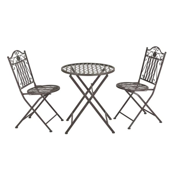[en.casa] Bistroset Biella-caféset-bord och 2 stolar-Øbord: 60cm-metall-mörkgrön-hopfällbar