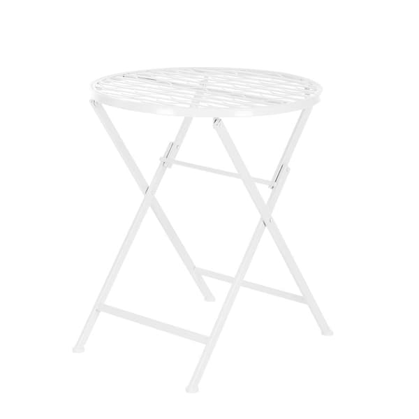 [en.casa] Bistroset Biella-caféset-bord och 2 stolar-Øbord: 60cm-metall-vit-hopfällbar