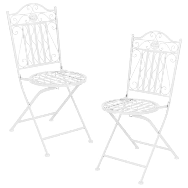 [en.casa] Bistroset Biella-caféset-bord och 2 stolar-Øbord: 60cm-metall-vit-hopfällbar