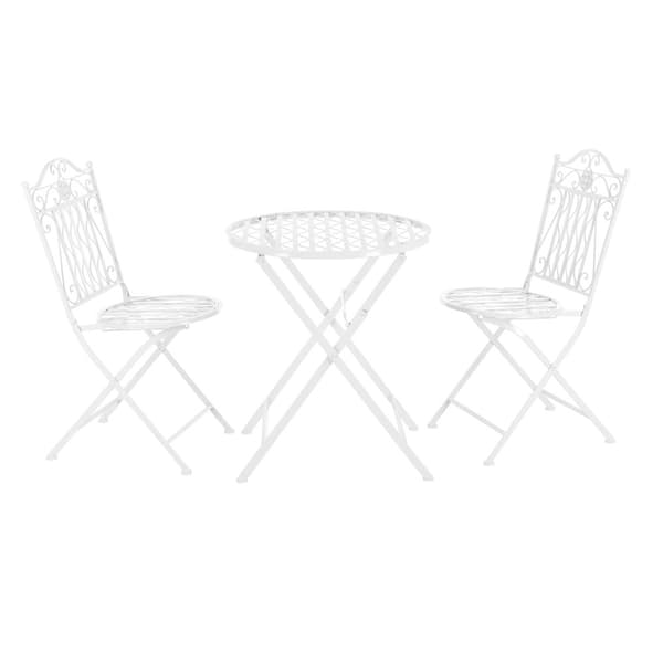 [en.casa] Bistroset Biella-caféset-bord och 2 stolar-Øbord: 60cm-metall-vit-hopfällbar