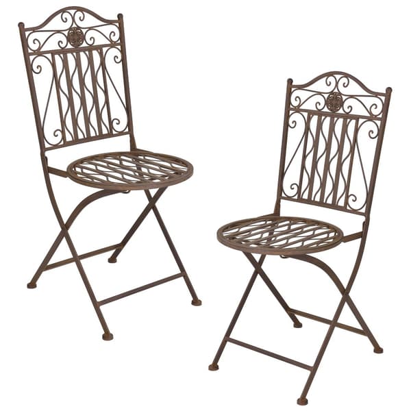 [en.casa] Bistroset Biella-caféset-bord och 2 stolar-Øbord: 60cm-metall-rostbrun-hopfällbar
