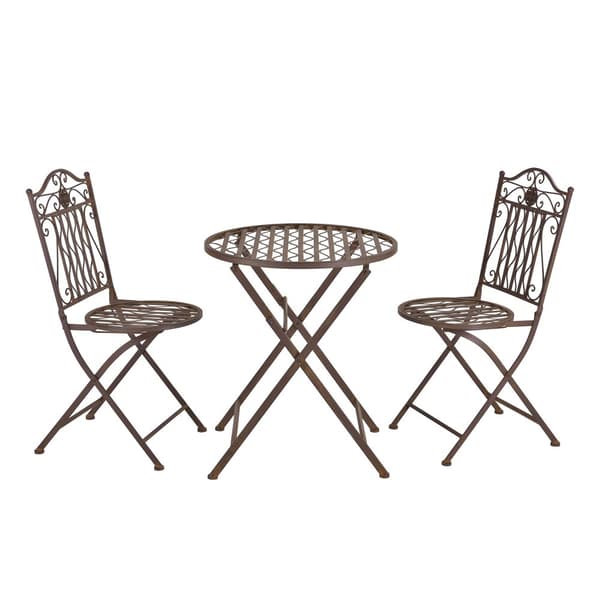 [en.casa] Bistroset Biella-caféset-bord och 2 stolar-Øbord: 60cm-metall-rostbrun-hopfällbar
