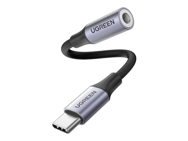 Ugreen - USB-C til hodetelefons-jakkadapter - 24 pin USB-C hann til mini-phone stereo 3.5 mm hunn - grå