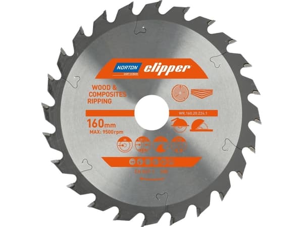 Norton Clipper NORTON sirkelsag 160 mm x 20 mm x 24z TRE OG KOMPOSITTER ATB (1,8 / 1,2) N70184608040