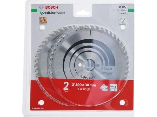 Bosch Optiline Wood - Pyörösahanterä - puulle - 2 kpl - 190 mm - 48 hammasta