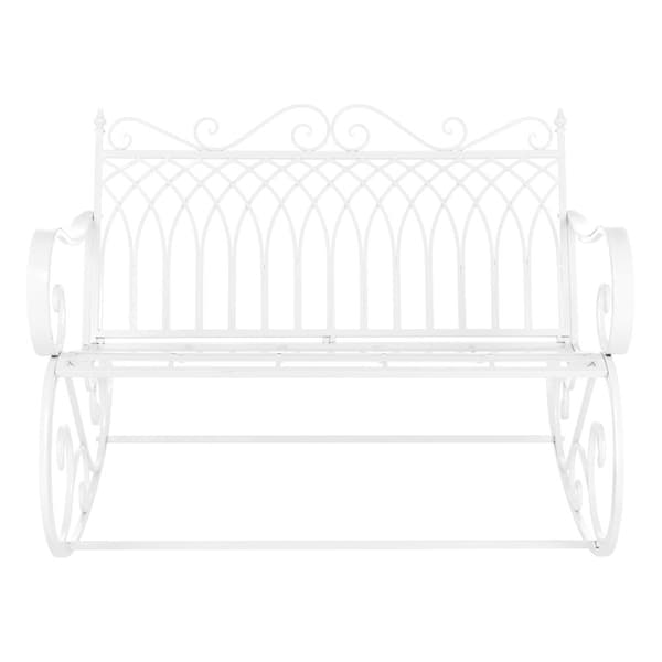 [en.casa] Gungstol Greenough-gungbänk-vintage-85x113x95cm-metall-vit-max.200kg