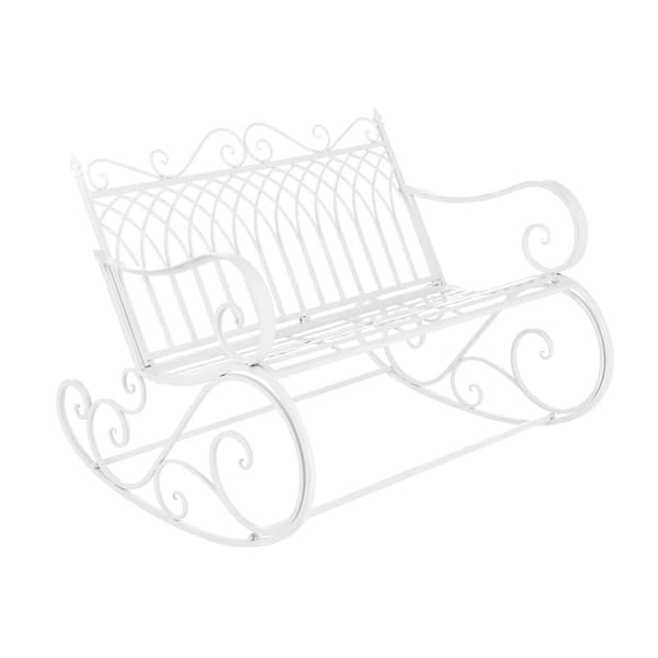 [en.casa] Gungstol Greenough-gungbänk-vintage-85x113x95cm-metall-vit-max.200kg