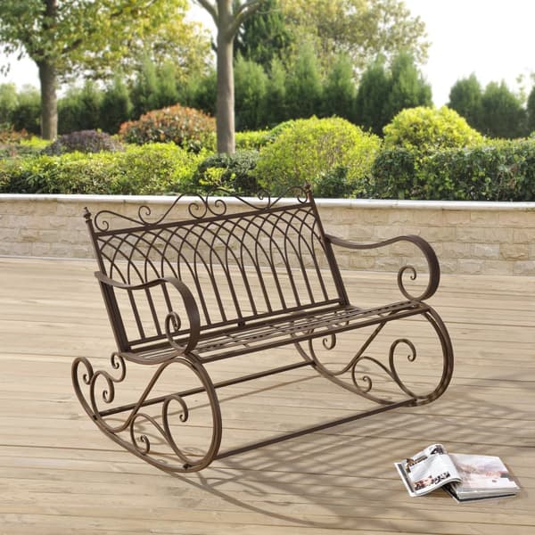 [en.casa] Gungstol Greenough-gungbänk-vintage-85x113x95cm-metall-brun-max.200kg
