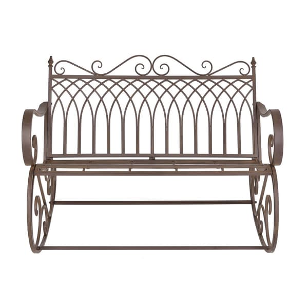 [en.casa] Gungstol Greenough-gungbänk-vintage-85x113x95cm-metall-brun-max.200kg
