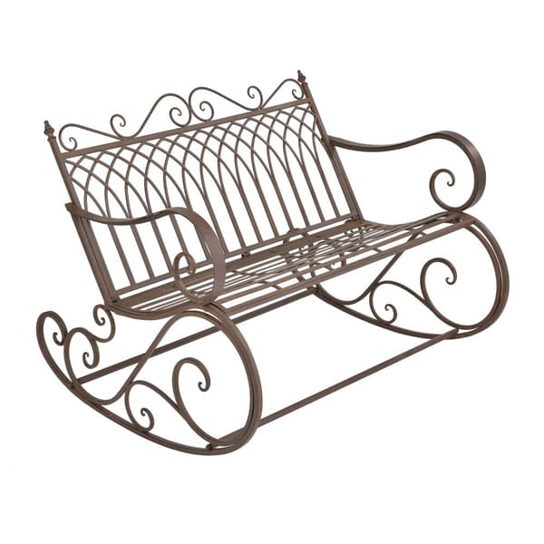[en.casa] Gungstol Greenough-gungbänk-vintage-85x113x95cm-metall-brun-max.200kg
