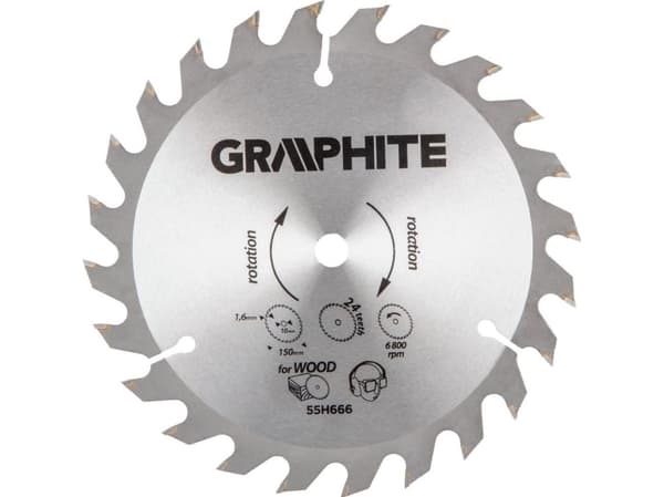 Graphite Saw blade (Circular saw blades with HM tips 150x10mm, 1.6 mm, 24 teeth, Energy+)
