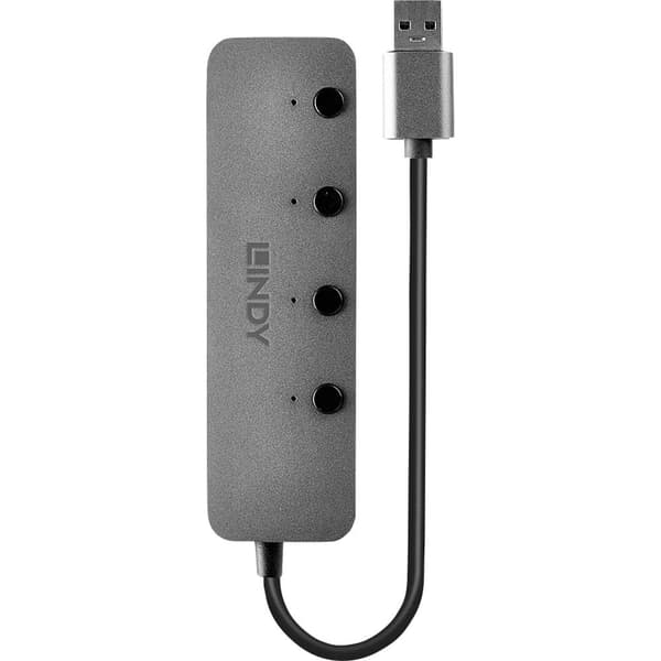 LINDY 4 Port USB 3.0 Hub mit Ein-/Ausschaltern 4 Port USB 3.0-hubb individuellt omkopplingsbara Grå
