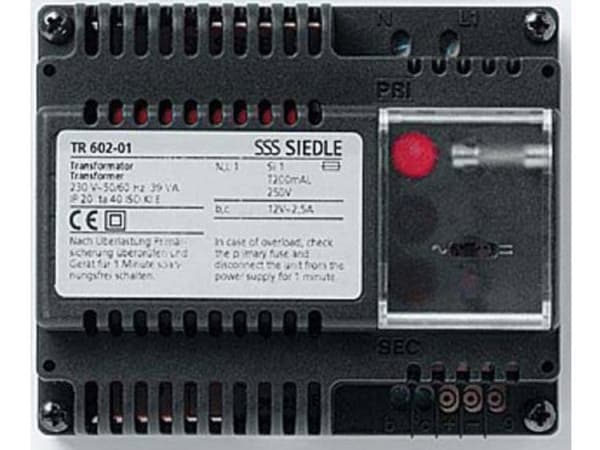 Siedle TR 602-01, Strømforsyning, Sort, Siedle, CE, 0 - 40 °C, 107 mm