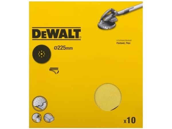 DeWALT DT3164-QZ - Sandpapper - för flera funktioner, mjuka träslag, målarfärg - 10 delar - rund - grus: 60 - 225 mm x 225 mm