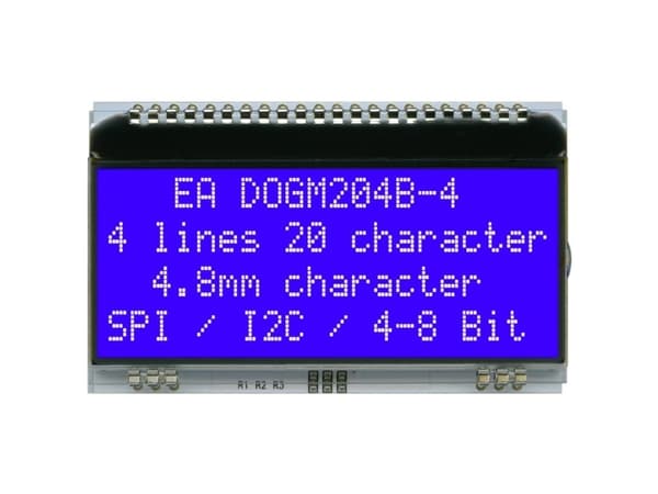 DISPLAY VISIONS 7-segmentsvisning Blå 4.80 mm 3.3 V, 5 V Ciffertal: 4 EADOGM204B-A.