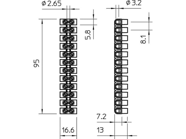 OBO Bettermann 2056070 Rörled flexibel: - stift: 4-4 mm² Antal poler: 12 1 st Vit