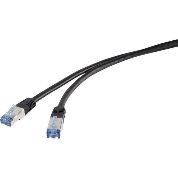 Renkforce RF-4673696 RJ45 Nätverkkabel, Patchkabel CAT 6A S/FTP 20.00 m Svart UV-beständig 1 st