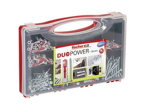 Fischer 536091, Kit med skruv och väggplugg, Plast, 140 styck, Låda, 70 x DuoPower 6 x 30, 40 x DuoPower 8 x 40, 15 x DuoPower 10 x 50, 15 x DuoPower