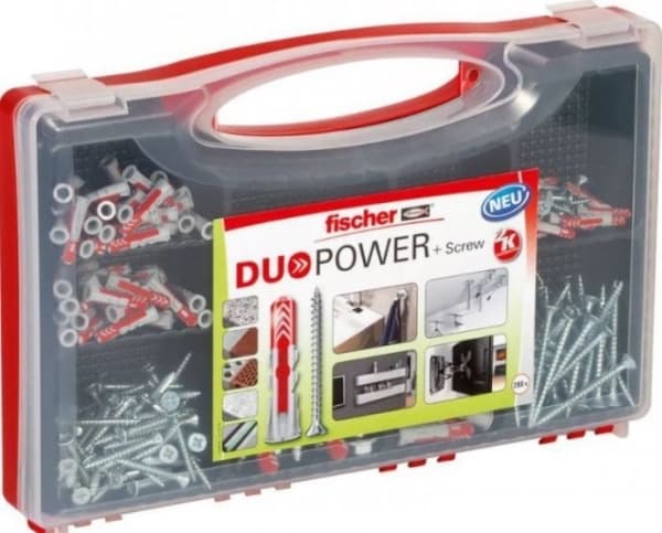 Fischer 536091, Kit med skruv och väggplugg, Plast, 140 styck, Låda, 70 x DuoPower 6 x 30, 40 x DuoPower 8 x 40, 15 x DuoPower 10 x 50, 15 x DuoPower