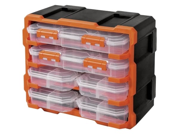 Alutec Sortimentslåda (L x B x H) 38 x 18 x 32 mm Variabel indelning Innehåll 6 delar