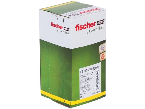 Fischer 524850, Skrue- og veggpluggsett, Murstein, Betong, Pozidriv, PZ3, 100 mm, 8 mm