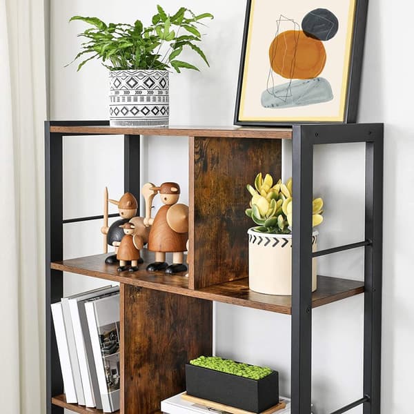 Bokhylla Med Uppdelade Hyllor 74x30x154,5 cm Vintage brun-svart