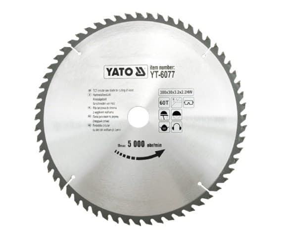 Yato YT-6077, Trä, 30 cm, 3 cm, Tungsten Carbide Tipped (TCT), 5000 RPM, 1,35 kg