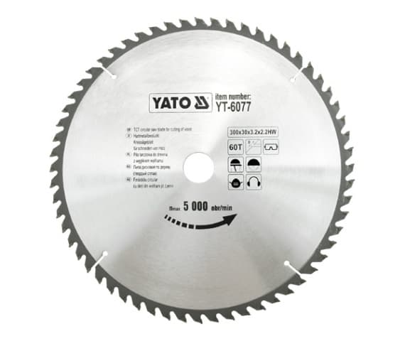 Yato YT-6077, Trä, 30 cm, 3 cm, Tungsten Carbide Tipped (TCT), 5000 RPM, 1,35 kg