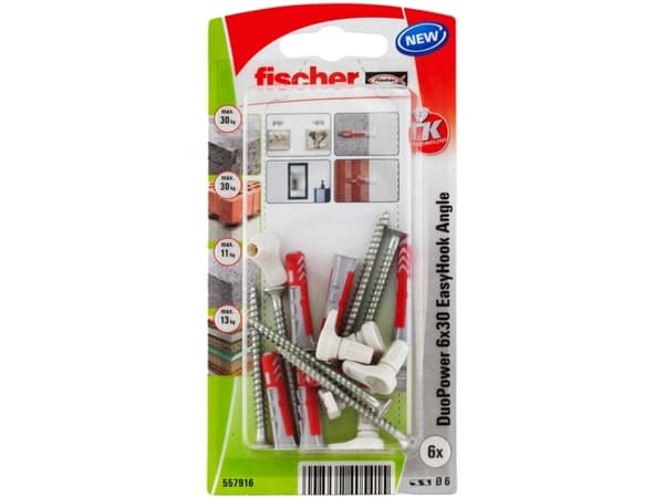 Fischer DuoPower 6x30 EasyHook Angle K (6) Rawlplug-sortiment 557916 1 Set
